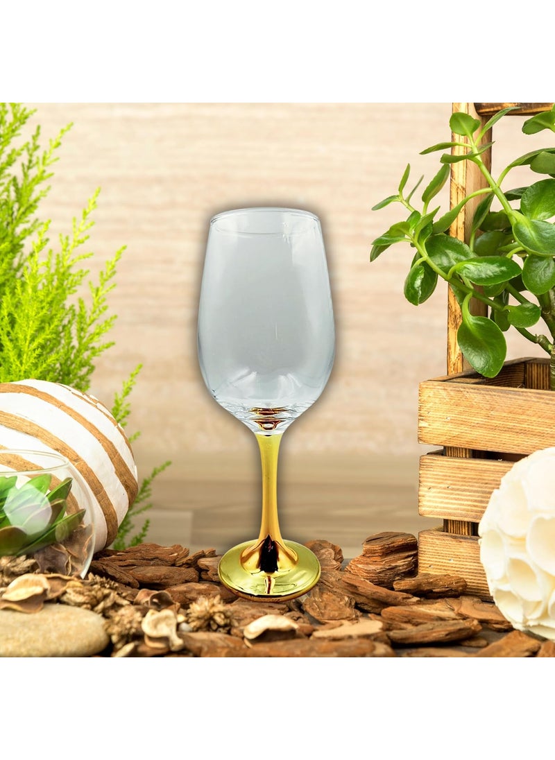 FALKOR Luxury Glassware 440 ML Japanese Gold Colour Plated Long stemmed Sparkling ChampagneWine Glasses for White or Red Wine Set of 6 for a Party Gifting or Even Display at Your bar of Home