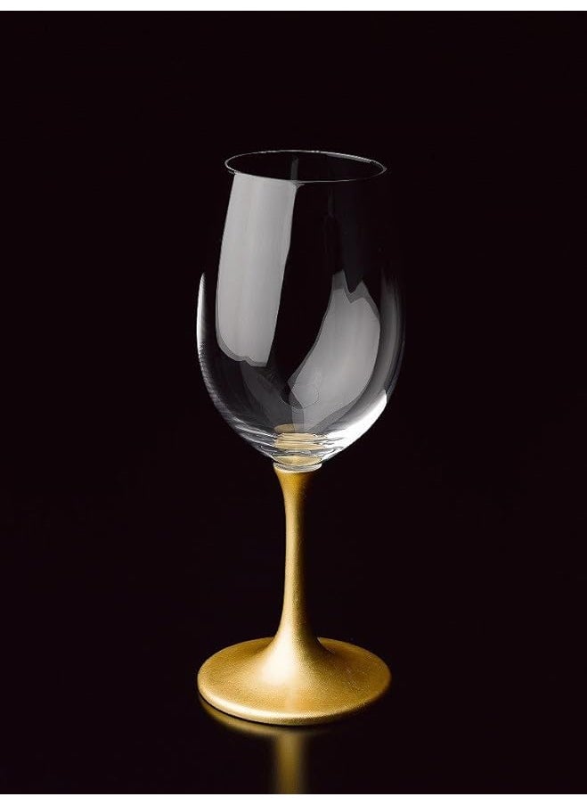 FALKOR Luxury Glassware 440 ML Japanese Gold Colour Plated Long stemmed Sparkling ChampagneWine Glasses for White or Red Wine Set of 6 for a Party Gifting or Even Display at Your bar of Home