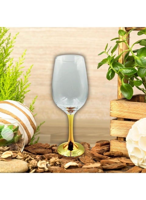 FALKOR Luxury Glassware 440 ML Japanese Gold Colour Plated Long stemmed Sparkling ChampagneWine Glasses for White or Red Wine Set of 6 for a Party Gifting or Even Display at Your bar of Home