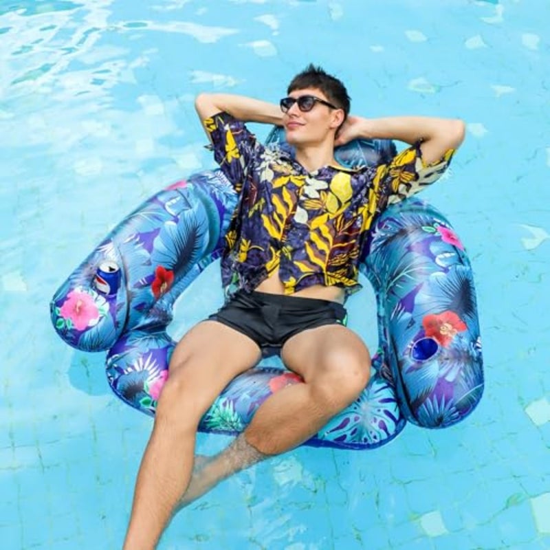Inflatable Pool Float Chair for Adults, 2 Pack X-Large Floating Pool Chairs, Heavy Duty Swimming Pool Lounger Chair with Cup Holder, Pool Floaties Water Toys for Summer Party, Lake and Beach - Image 3
