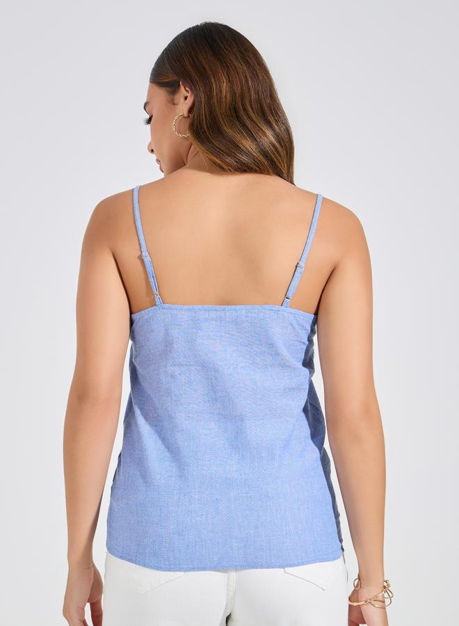 Styli Solid Chambray Cami Top - Image 5