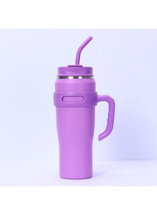 High-value 40oz Big Mac Car Cup Thickened Stainless Steel Thermos Cup Student Portable Handle Outdoor Suction Cup