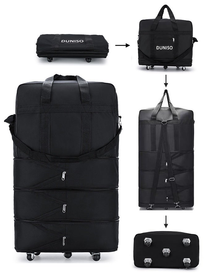 DUNISO Expandable Foldable Luggage Bag Suitcase Collapsible Rolling Travel Luggage Bag Duffel Bag Rolling Wheeled Suitcase Travel Oxford Duffel Bag for Men and Women Lightweight Large Capacity Suitcases - Image 3
