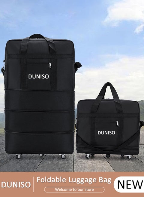 Expandable Foldable Luggage Bag Suitcase Collapsible Rolling Travel Luggage Bag Duffel Bag Rolling Wheeled Suitcase Travel Oxford Duffel Bag for Men and Women Lightweight Large Capacity Suitcases