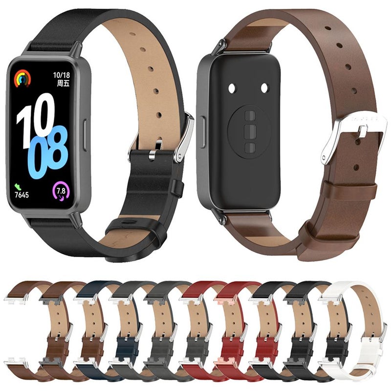 erorex For Huawei Band 10 / 9 / 8 Microfiber Pu Leather Watch Band(Brown Silver) - Image 5