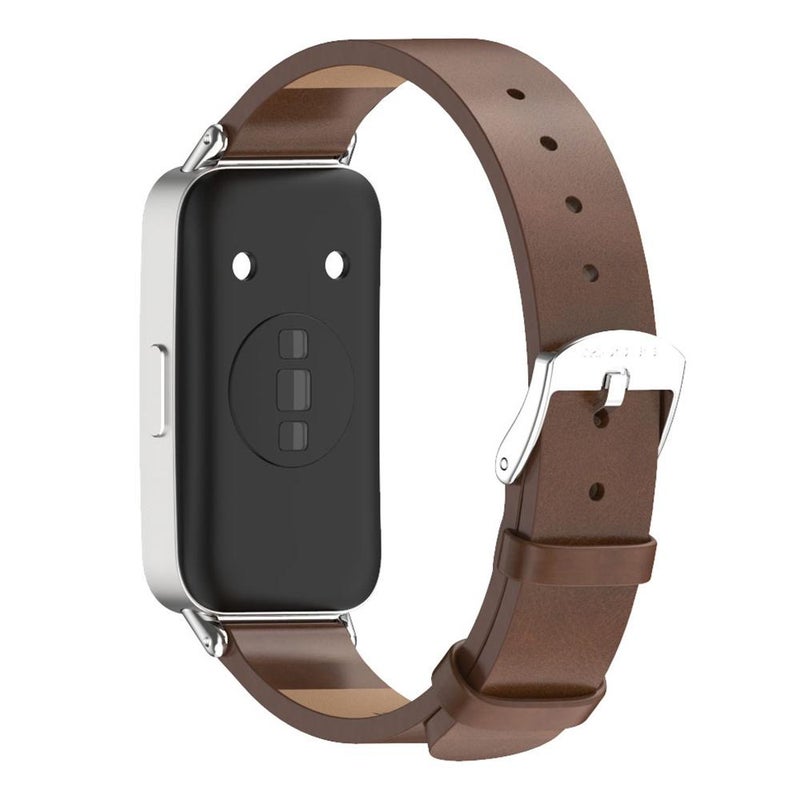 erorex For Huawei Band 10 / 9 / 8 Microfiber Pu Leather Watch Band(Brown Silver) - Image 3