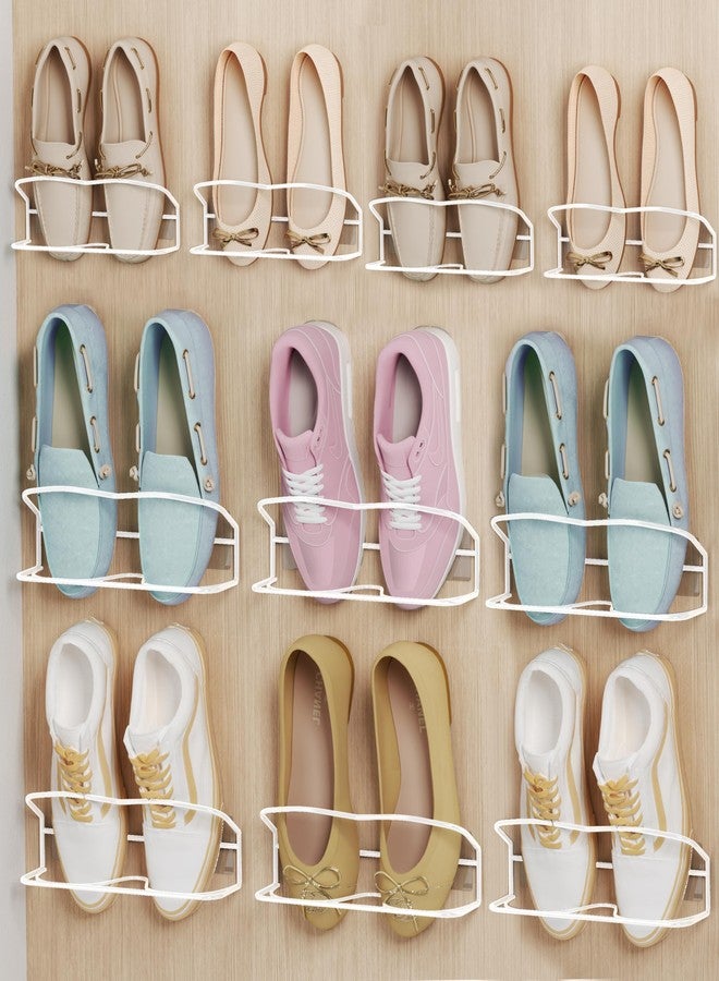 PrimZooty Wall Mounted Shoe Rack 10 Pack, with Sticky Hanging Strips, Metal Wall Shoe Storage, Hanging Shoe Organizer for Wall/RV/Door - Image 1