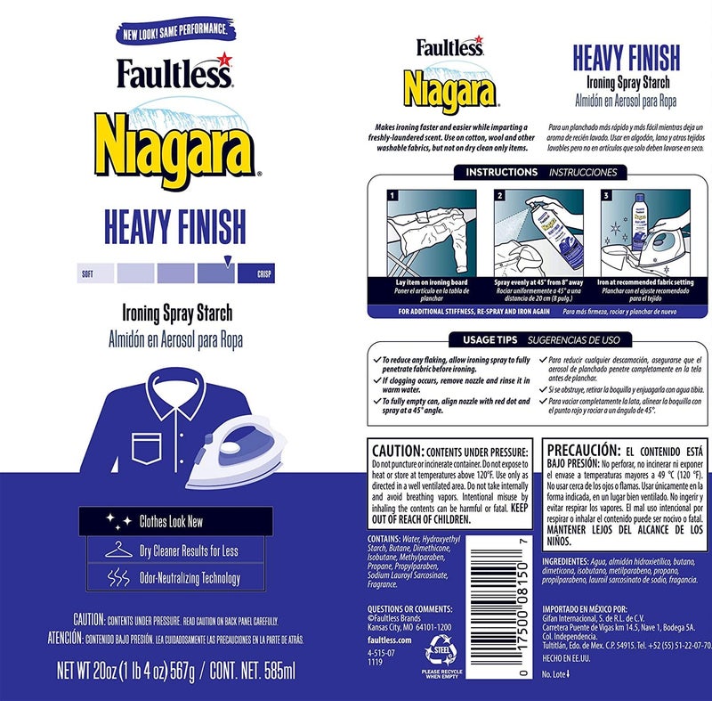 Niagara Heavy Starch Spray (20 oz, 6-Pack) - Niagara Heavy Finish Liquid Starch: Iron Aid Spray Pack for Clothes & Fabrics - Image 3