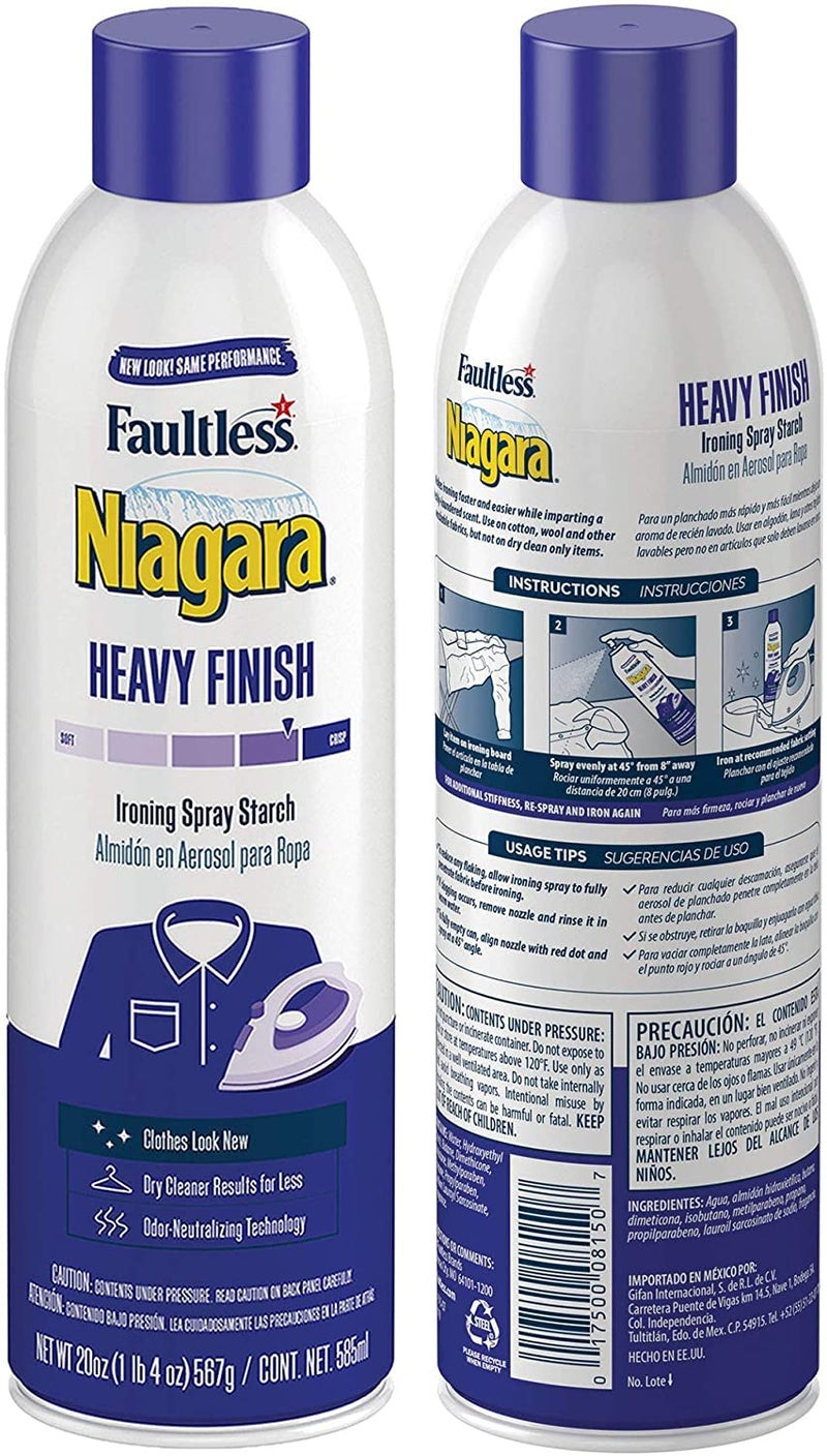 Niagara Heavy Starch Spray (20 oz, 6-Pack) - Niagara Heavy Finish Liquid Starch: Iron Aid Spray Pack for Clothes & Fabrics - Image 2