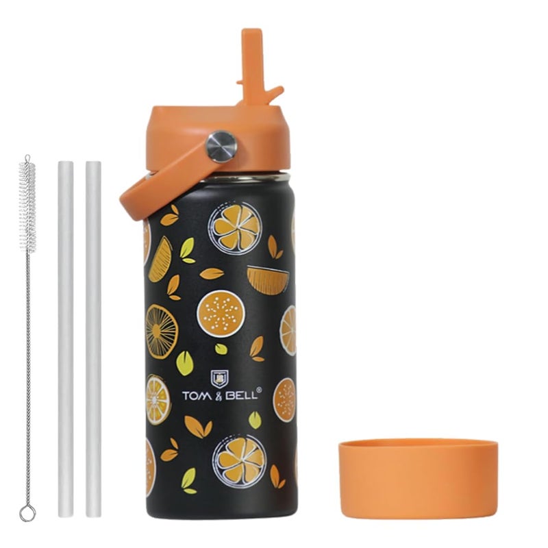 TOM  BELL Insulated Water Bottle for Kids 500ml,Double Wall Water Bottle for School, Sipper Bottle,Hot and Cold, Premium 304 Stainless Steel. (Orange, 500ml) - Image 1