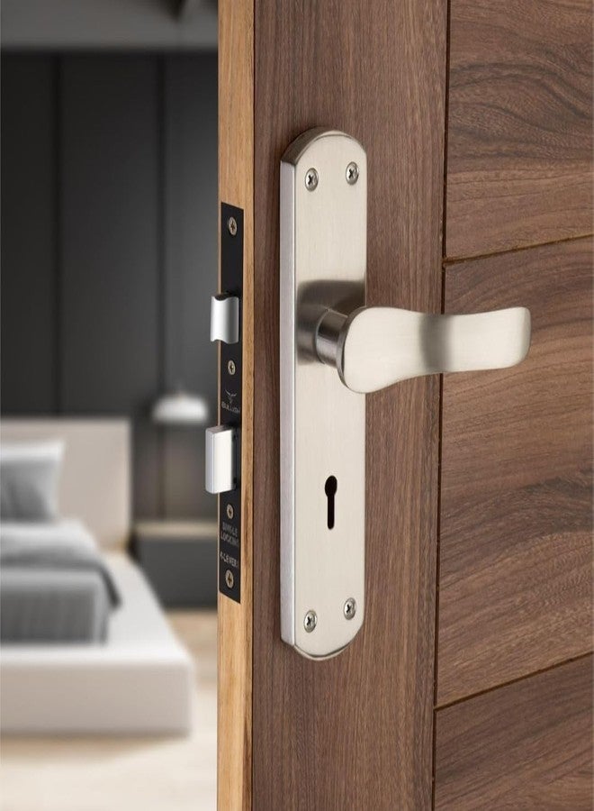 Trevi mortice lock set قفل باب نقر تريفي بمقبض، أقفال أبواب أمان شديدة التحمل للباب الرئيسي وغرفة النوم والشرفة، أقفال مكتب منزلي مع مزلاج ضغط لـ 3 مفاتيح | لمسة نهائية غير لامعة | - Image 1