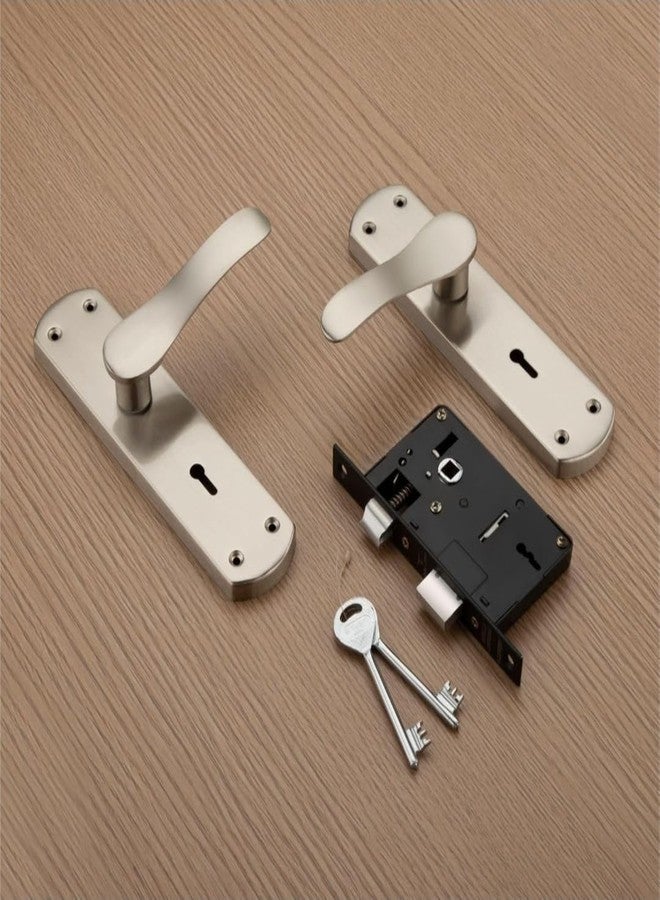 Trevi mortice lock set قفل باب نقر تريفي بمقبض، أقفال أبواب أمان شديدة التحمل للباب الرئيسي وغرفة النوم والشرفة، أقفال مكتب منزلي مع مزلاج ضغط لـ 3 مفاتيح | لمسة نهائية غير لامعة | - Image 2