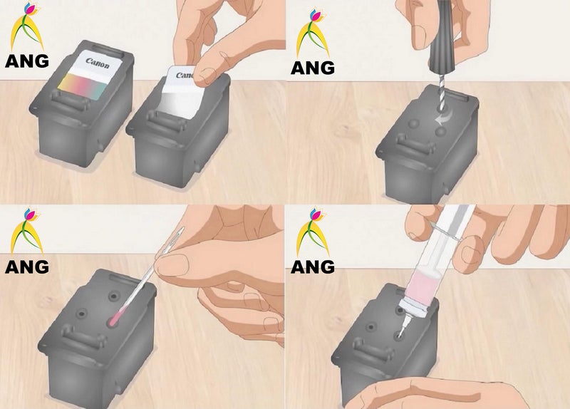 ANG Compatible Refill Ink for Pixma Printer 400gms Ink Suitable for E500, E510, E400, E410, E560, E470, E480, E417, E600, E610, E477 MG Series, MP Series, IP Series etc. 4 Black with 4 Syringes - Image 4