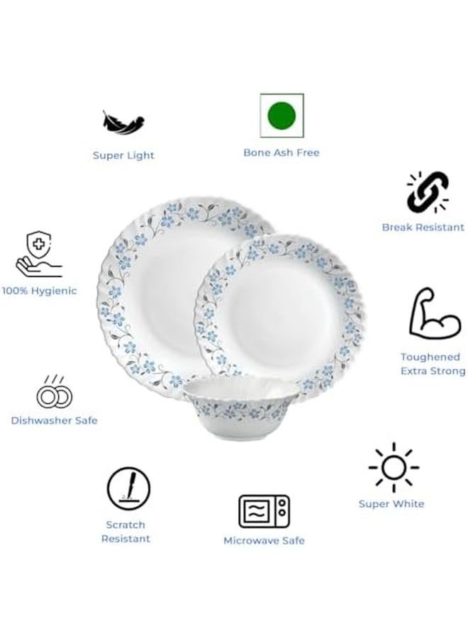 Laopala Classic 38 Pcs Dinner Sets Glass Material Plates Grace Blue Dinner Set Microwave Safe And Dishwasher Safe Minimalist Style Lightweight Bowls Cups Plates Set Reusable - Image 2
