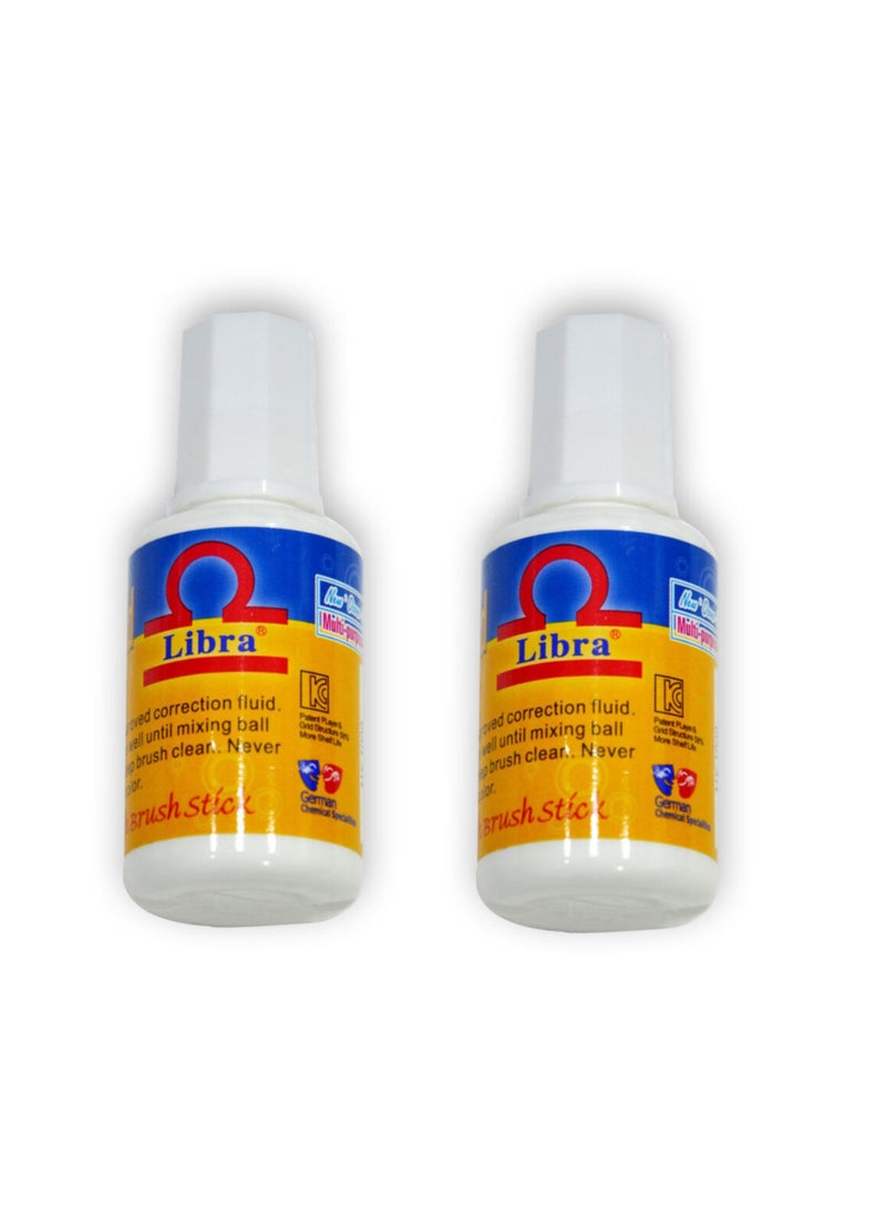 Libra Correction Fluid With Brush (12ml) – German Chemical (Pack of 2) - Image 1