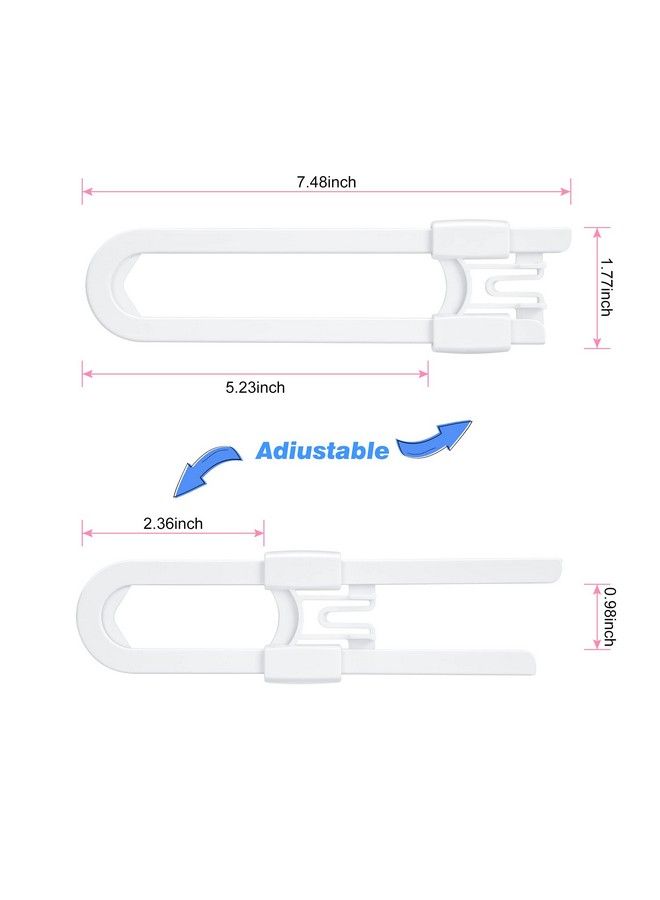 vmaisi 8 Pack Baby Sliding Cabinet Locks Vmaisi Adjustable U Shaped Child Safety Locks Childproof Latches For Kitchen Bathroom Storage Cupboards Doors Handles And Knobs White - Image 4