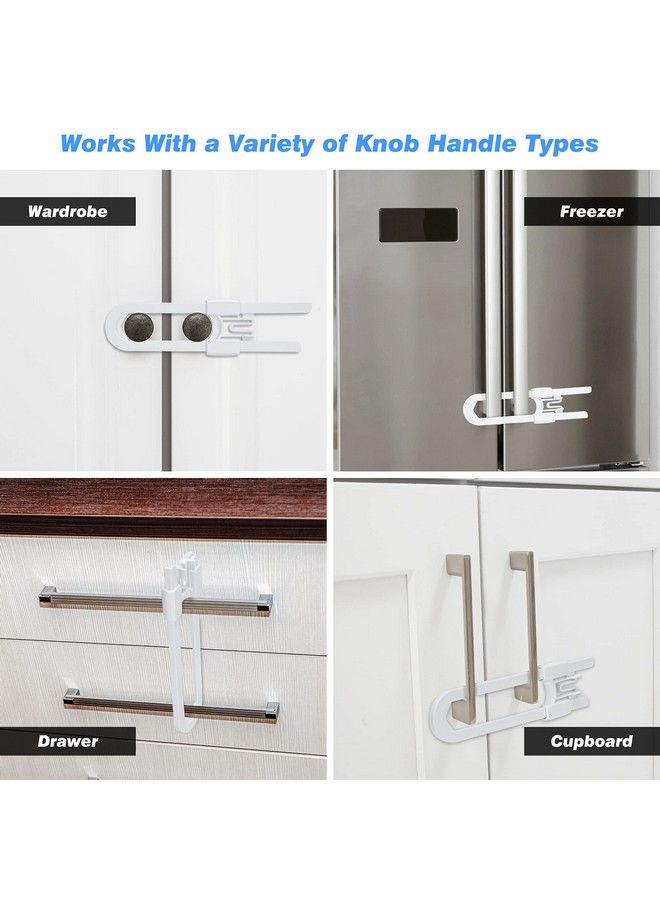 vmaisi 8 Pack Baby Sliding Cabinet Locks Vmaisi Adjustable U Shaped Child Safety Locks Childproof Latches For Kitchen Bathroom Storage Cupboards Doors Handles And Knobs White - Image 5