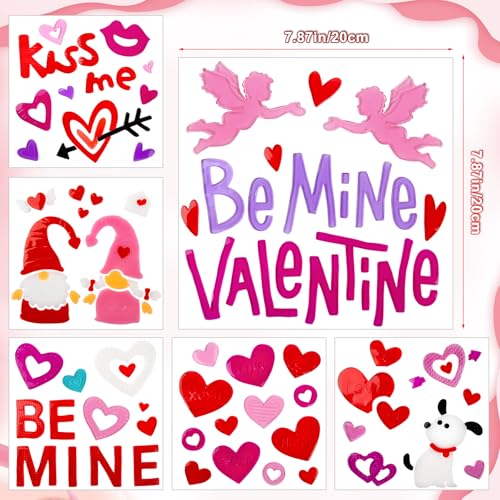 HOHUCRAB Valentines Window Clings Gel, Kiss Me, Be Mine Valentine,Cupid,Heart Love Gnome Window Clings for Glass Windows,Valentines Window Stickers,Valentines Day Decorations - Image 5