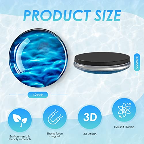 Bamsod 12 PCS Glass Strong Refrigerator Magnets, Ocean Pattern Series Whiteboard Magnets for Office Cabinets Round Fridge Stickers Home Kitchen Decor - Image 2