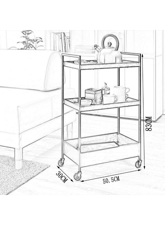 Black Metal 3-Tier Cart For Multi Use At Home - Image 2