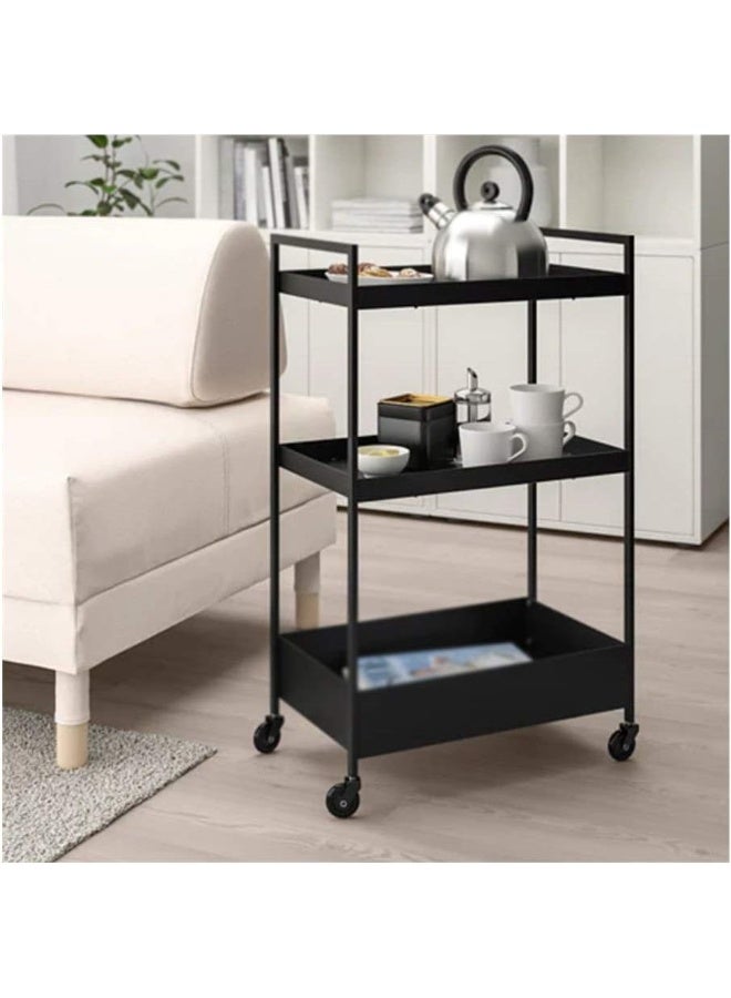 Black Metal 3-Tier Cart For Multi Use At Home - Image 1