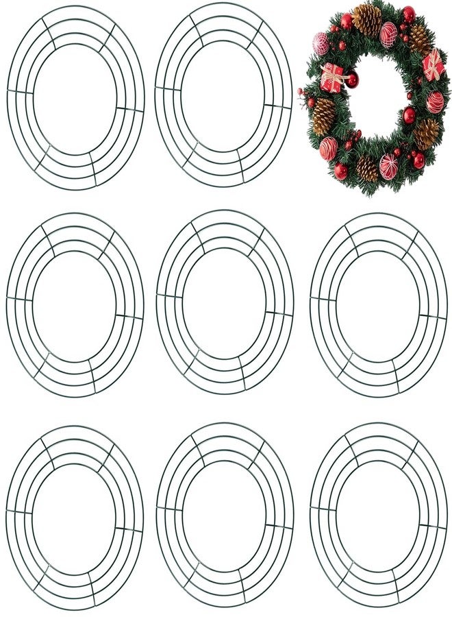 TIHOOD 10PCS 10” Metal Wreath Frame Green Wire Wreath Rings for Christmas New Year Party Home Decor DIY Crafts Supplies - Image 1