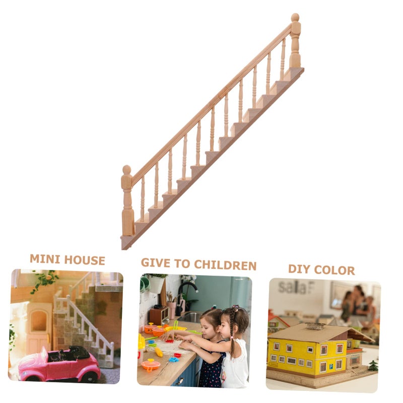 Brown Wooden Dollhouse Furniture Right Handrail for DIY Mini House Building Decoration - Image 4