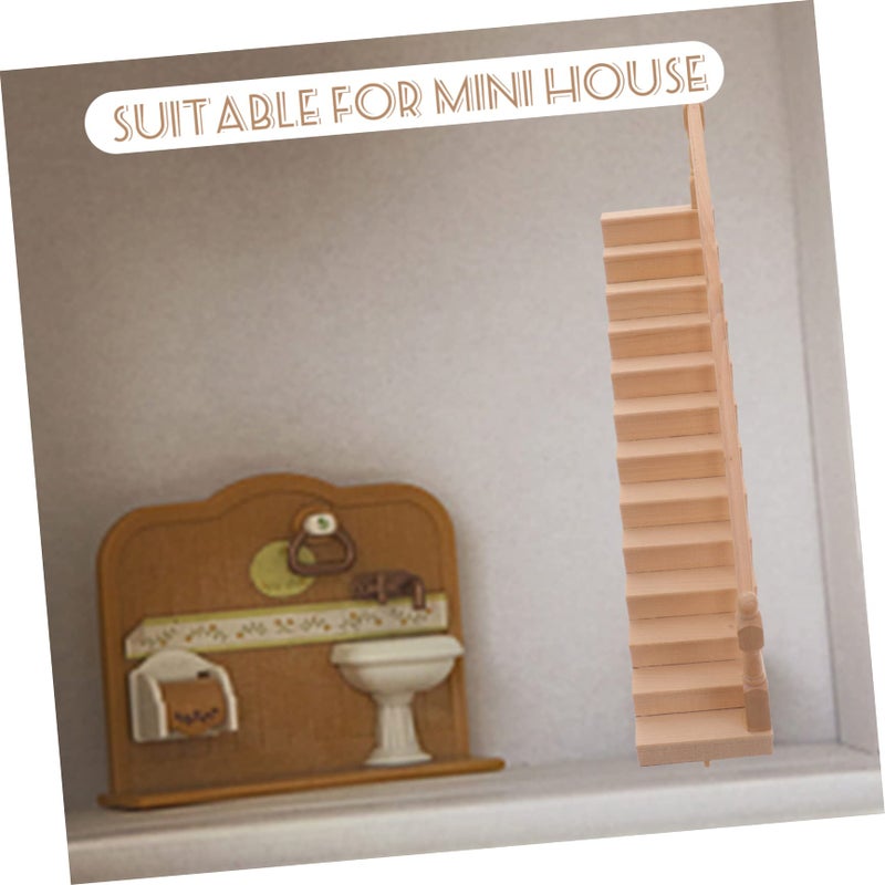 Brown Wooden Dollhouse Furniture Right Handrail for DIY Mini House Building Decoration - Image 3