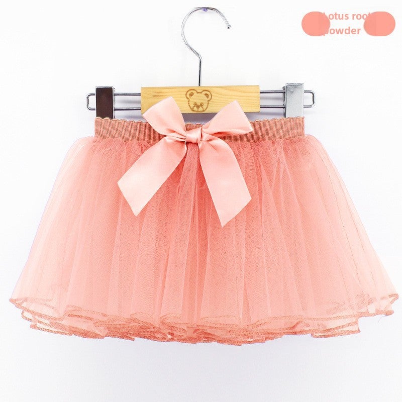 Kids Ballet Tutu Skirt Princess Dance Costume Lotus Root Starch Bow Taped Skirt 
