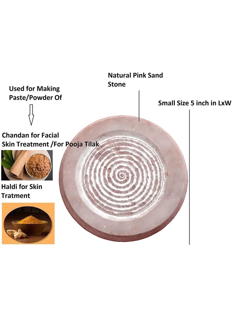 KRAFT CLOUDS KRAFT CLOUDS Chandan Rubbing Stone Haldi Paste Maker Use Sandal Wood Turmeric Paste for Pooja Skin Treatment Sand Stone Chandan Pata Board 5 inch  - Image 3