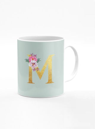 Designer Printed Coffee Mug 11oz Ceramic Personalised Gift Mugs Cup -Custom Monogram Initial Letter Floral Pattern Alphabet - M (Light Green) - pzsku/ZB2DBC704BAE8E2C78C26Z/45/_/1676968216/a7527c35-407f-4a35-9f03-5066b257793e