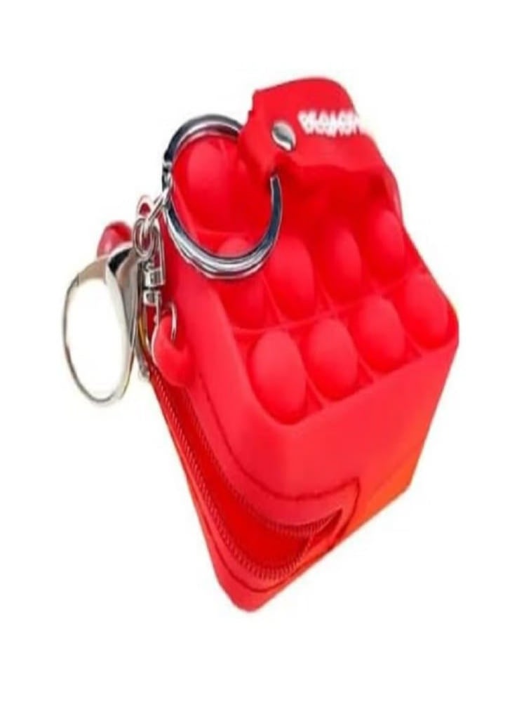 "Innovative Silicone Fidget Keychain Stress Relief Toy with Bubbles (Red)."  - Image 2