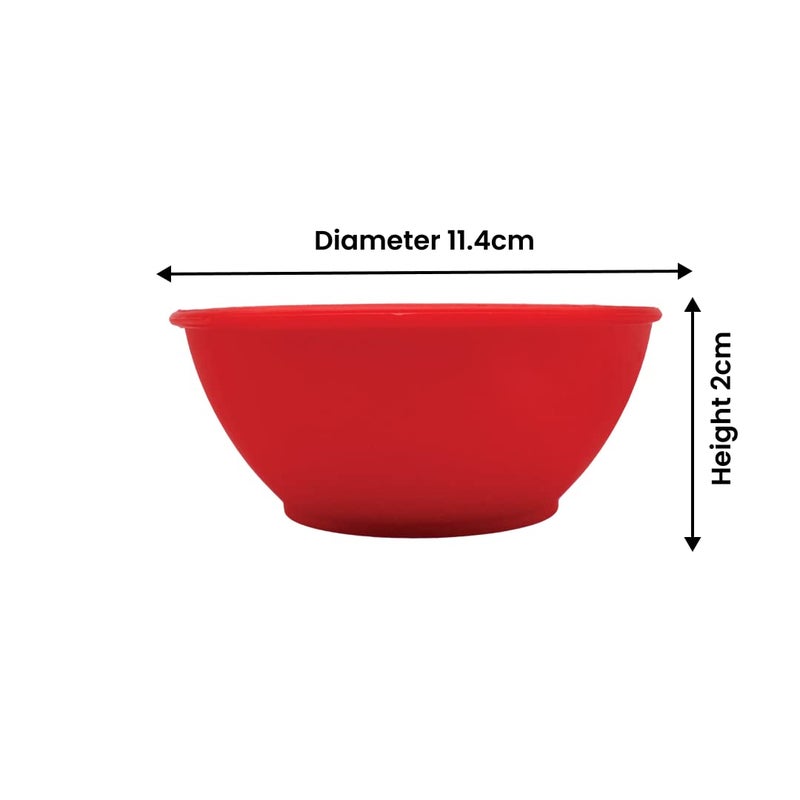 ABCDEF Jaycee Pack of 6 Plastic Unbreakable Round Microwave Safe Full Dinner Plates and Bowls Set Dinner Set (Red) - Image 5