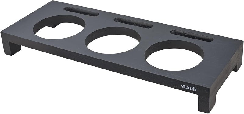 Staub Wood Mini Cocotte Stand - Black for 3 Mini Cocottes - Image 1