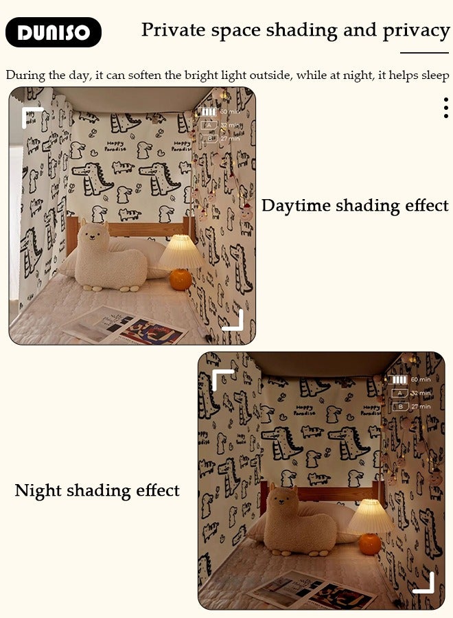 DUNISO ستائر أسفل سرير بطبقة علوية مظلمة لغرفة السكن الجامعي، حاجز ضوء زخرفي، خصوصية الزملاء، غطاء عرش، خلفية تصوير، ستارة مظلمة، 2 لوحة - Image 2