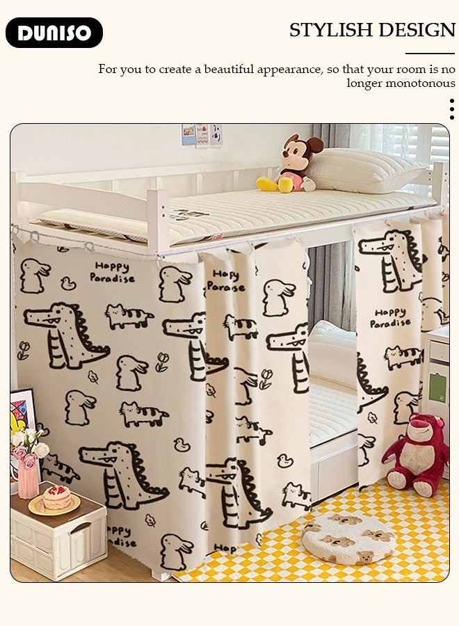 DUNISO ستائر أسفل سرير بطبقة علوية مظلمة لغرفة السكن الجامعي، حاجز ضوء زخرفي، خصوصية الزملاء، غطاء عرش، خلفية تصوير، ستارة مظلمة، 2 لوحة - Image 5