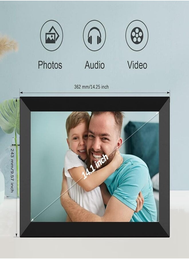 Generic - 14 Inch Smart Digital Frame, 1280x800P with Remote Control, 1080P High Resolution Video Playback, Auto On/Off Timer, Easy Plug, Play for All Ages, Black - Image 1