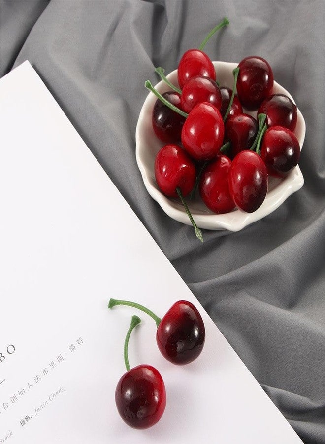 Kopida 20Pcs Artificial Cherries, Lifelike Red Cherries, Fake Cherries for Home Kitchen Party Decoration Photography Prop - Image 3