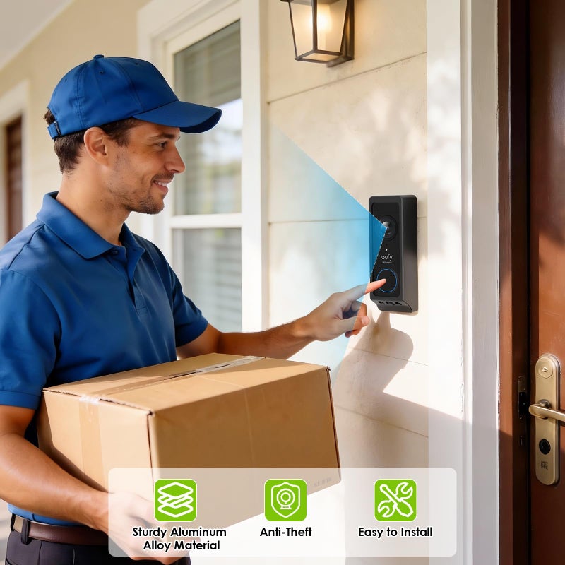 Annkoifu No-Drill Adhesive Doorbell Mount for Eufy Doorbell E340, Door Mounting Holder Bracket for Eufy E340, Not Block Motion Sensor, Anti-Theft Camera Mount for Eufy Doorbell Camera - Image 5