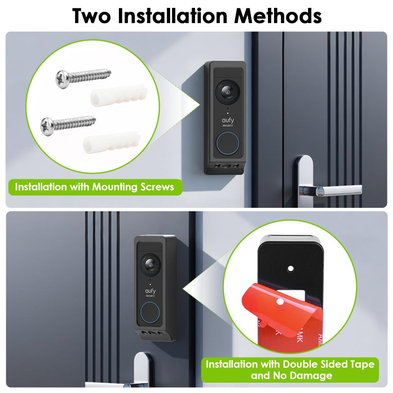 Annkoifu No-Drill Adhesive Doorbell Mount for Eufy Doorbell E340, Door Mounting Holder Bracket for Eufy E340, Not Block Motion Sensor, Anti-Theft Camera Mount for Eufy Doorbell Camera - Image 4