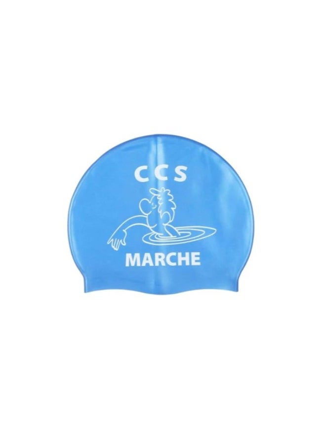 Spurt Silicone Printed Swimming Cap   Color: Blue and White 