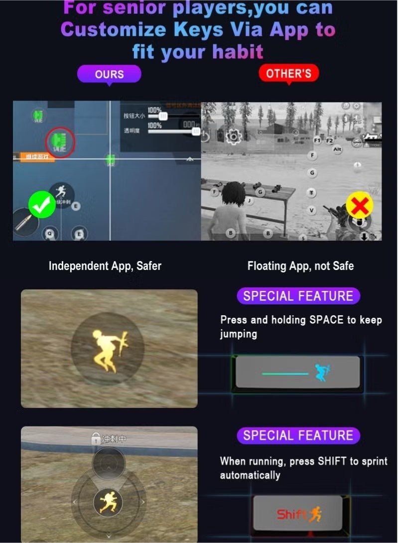 Gaming Mouse 35 Keys Single Hand Gaming Keyboard Converter Set For Android PUBG - Image 5