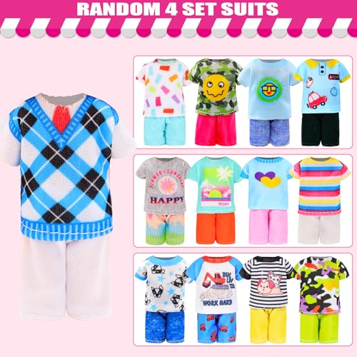 Miunana 22 Pcs Mini 5 inch Doll Clothes and Accessories Including 4 Sets Fashion Dresses 4 Casual Tops and Pants Outifits 4 Swimsuits with 4 Shoes 2 Glasses 2 Shoulder Bag for 5-5.3 Inch Dolls - Image 3