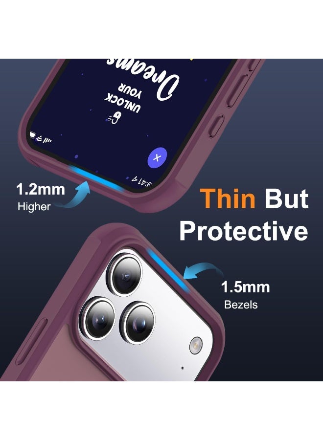 Compatible with iPhone 17 Pro Max Case with Invisible Magnetic O-Ring Stand Military-Grade Translucent Case for iPhone 17 ProMax 6.9" [Compatible with Mag-Safe][Great Grip Feeling], wine red - Image 3