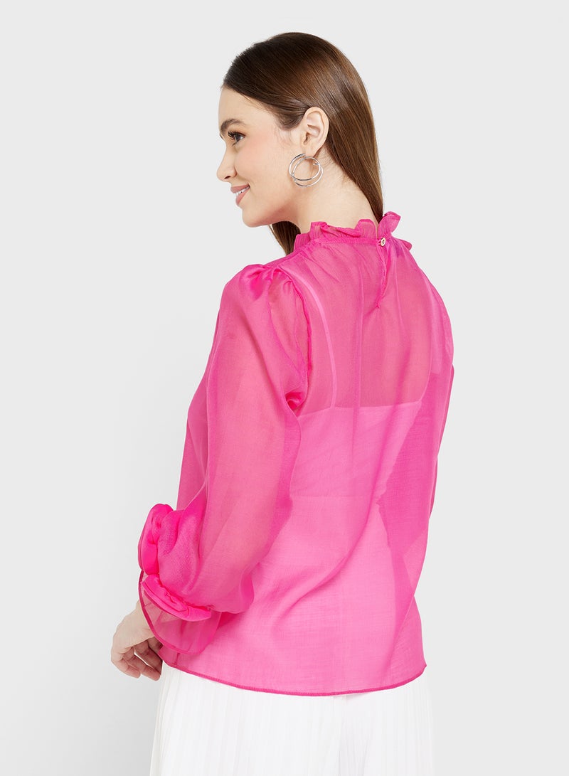 ELLA Sheer Blouse With 3D Rose - Image 2