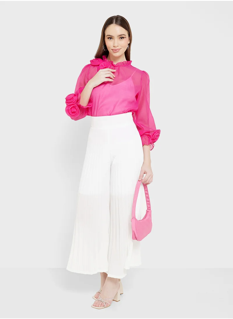 ELLA Sheer Blouse With 3D Rose
