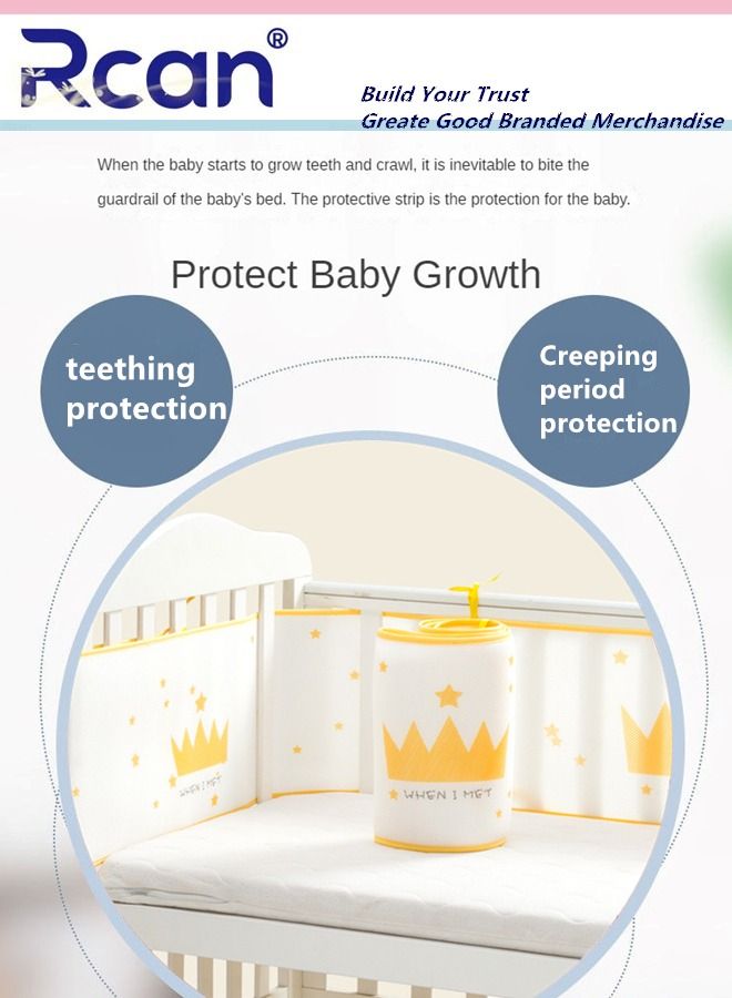 Rcan One Piece Breathable Crib Liner Soft Cotton Newborn Bed Bumper Pad Crib Cushion for Baby Boys and Girls - Image 5