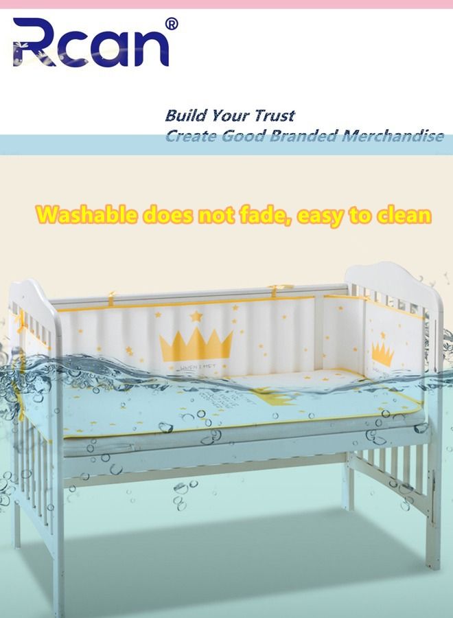 Rcan One Piece Breathable Crib Liner Soft Cotton Newborn Bed Bumper Pad Crib Cushion for Baby Boys and Girls - Image 4
