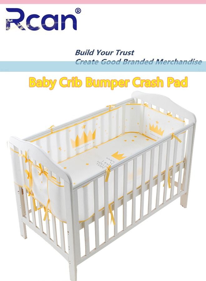 Rcan One Piece Breathable Crib Liner Soft Cotton Newborn Bed Bumper Pad Crib Cushion for Baby Boys and Girls - Image 2