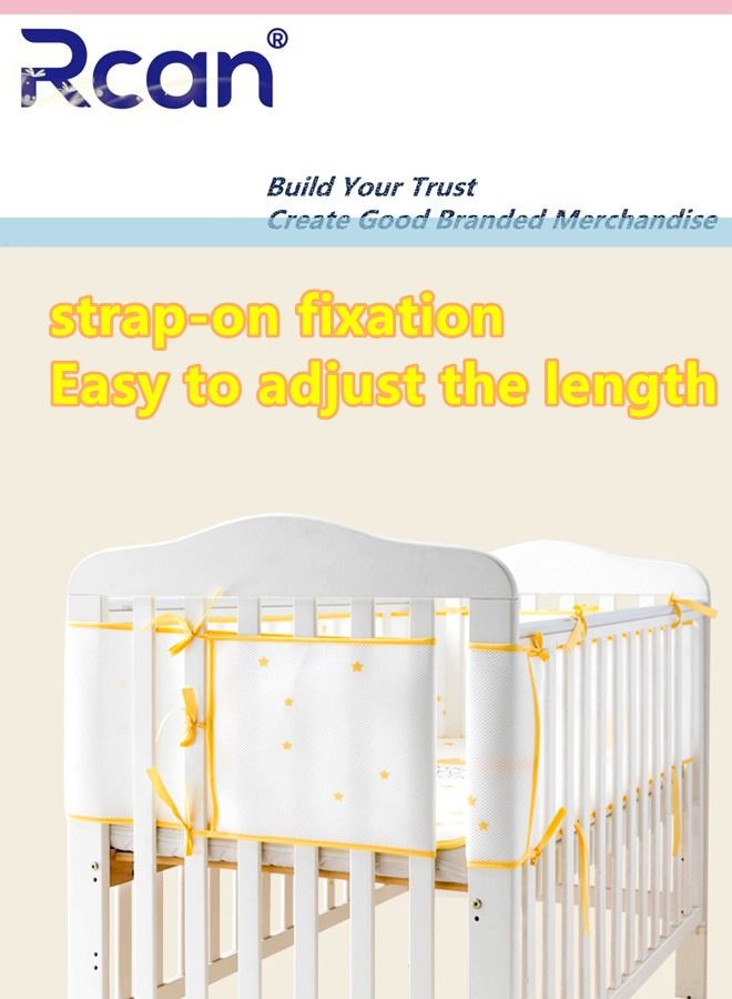 Rcan One Piece Breathable Crib Liner Soft Cotton Newborn Bed Bumper Pad Crib Cushion for Baby Boys and Girls - Image 3